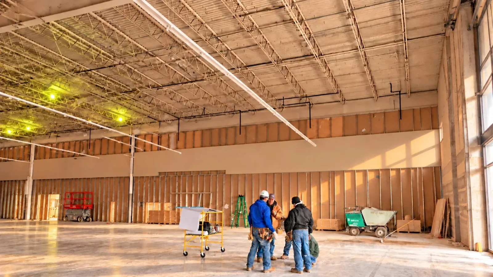 AG team coordinating a project inside a building under construction